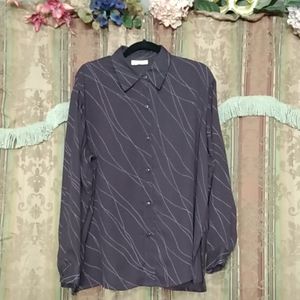 (Mosaic) Purple Button-down Blouse -Size: XL